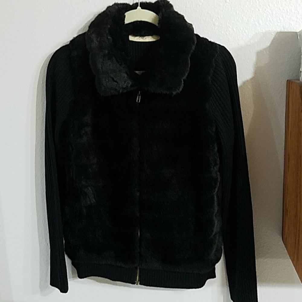 Motto Faux Fur Sweater Jacket